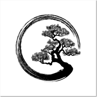 Enso Zen Circle and Bonsai Tree Posters and Art